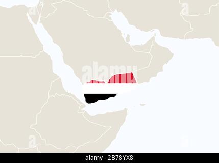 Asia con la mappa evidenziata dello Yemen. Illustrazione Vettoriale. Illustrazione Vettoriale