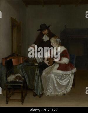 Gerard Ter Borch - La Lezione Di Musica Foto Stock