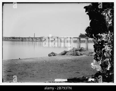 Ferrovia Tedesca Di Baghdad, 190 . Ponte ferroviario in legno sul fiume Eufrate Foto Stock