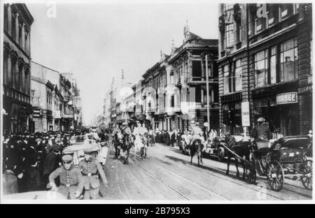 Truppe tedesche di entrare nelle strade di Lodz, Polonia Foto Stock