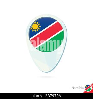 Namibia bandiera posizione mappa icona pin su sfondo bianco. Illustrazione Vettoriale. Illustrazione Vettoriale
