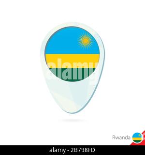 Rwanda bandiera posizione mappa icona pin su sfondo bianco. Illustrazione Vettoriale. Illustrazione Vettoriale