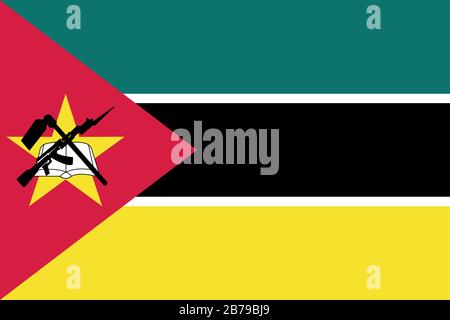 Bandiera del Mozambico - rapporto standard bandiera sudafricana - modalità colore RGB reale Foto Stock