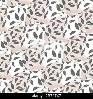 lascia il motivo vettoriale senza giunture in colori neutri Illustrazione Vettoriale