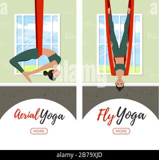 Bella ragazza che indossa abbigliamento sportivo facendo volare yoga Illustrazione Vettoriale