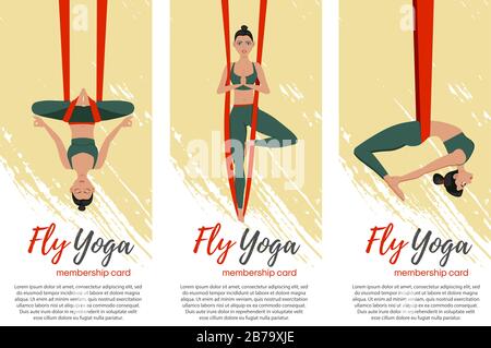 Bella ragazza che indossa abbigliamento sportivo facendo volare yoga Illustrazione Vettoriale