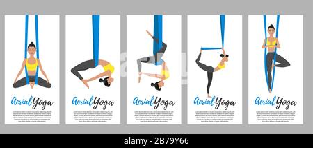 Bella ragazza che indossa abbigliamento sportivo facendo volare yoga Illustrazione Vettoriale