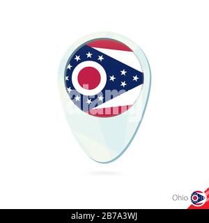 Stati Uniti bandiera Ohio posizione mappa pin icona su sfondo bianco. Illustrazione Vettoriale. Illustrazione Vettoriale