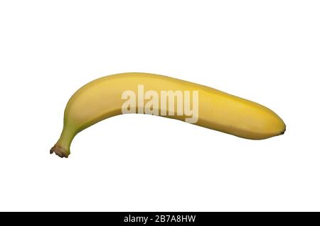 una banana su uno sfondo bianco, isolato Foto Stock