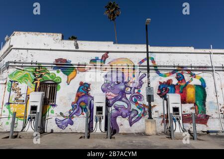 Muro di graffiti su Melrose Ave, LA, CA Foto Stock