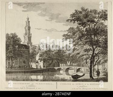 Gezicht op de Westerkerk en de Vleeshal te Amsterdam, vanaf de Keizersgracht, 1760. Foto Stock