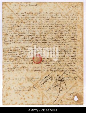 Giacomo Leopardi - lettera all'editore Antonio Stella - 1817-11-14 - verso. Foto Stock