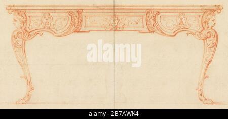 Gilles-Marie-Oppenord Elevation-of-a-Writing-Desk tagliato Foto Stock
