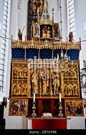 La Cattedrale di Aarhus (in danese Aarhus Domkirke) è una cattedrale di Aarhus, in Danimarca. La pala della cattedrale di Bernt Notke. Foto Stock