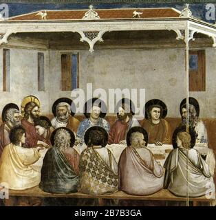 Giotto di Bondone - 29 Scene della vita di Cristo - 13. Ultima Cena Foto Stock