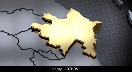 Azerbaigian - forma del paese - illustrazione 3D Foto Stock