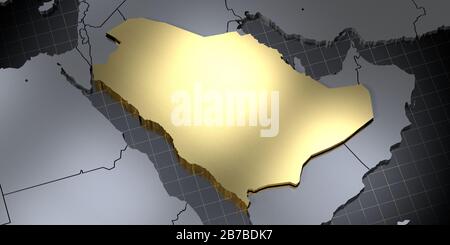 Arabia Saudita - forma paese - illustrazione 3D Foto Stock