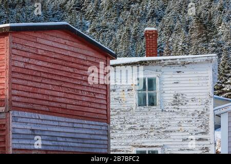 Inverno nel villaggio di pescatori di Dunfield, Terranova, Canada [Nessun rilascio di proprietà; disponibile solo per la licenza editoriale] Foto Stock