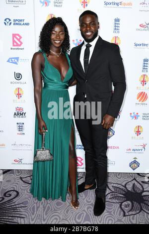 Mike Boating e Priscilla Anyabu al BEDSA Awards 2020, sponsorizzato da Sporting Equals, all'hotel Hilton on Park Lane di Londra. Foto Stock