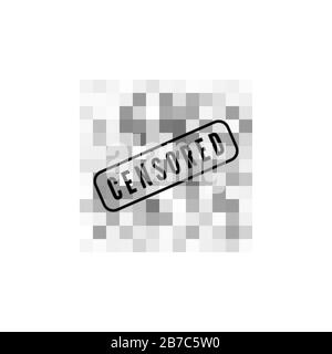 Mosaico grigio di censura. Dati censurati. Area sfocata pixel trasparenti. Contenuti privati. Illustrazione vettoriale isolata su bianco Illustrazione Vettoriale