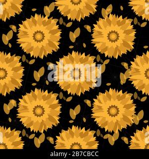 Modello senza cuciture con girasoli. Sfondo floreale astratto. Illustrazione Vettoriale