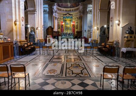 Cattedrale dell'Assunzione della Beata Vergine Maria in Paradiso interno a Cittadella di Victoria a Gozo, Malta Foto Stock