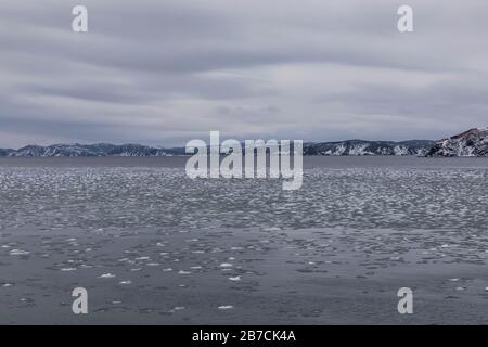 Ghiaccio sulla Trinity Bay nel porto inglese di Terranova, Canada Foto Stock