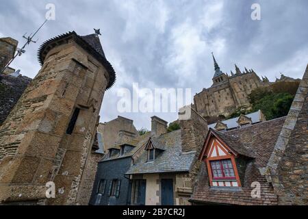 Mont Saint Michel, in Normandia, Francia, Europa Foto Stock