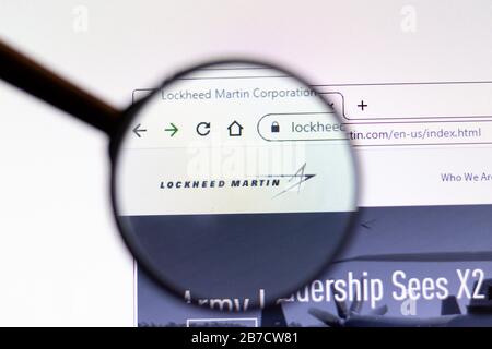 Los Angeles, California, Stati Uniti d'America - 15 Marzo 2020: Lockheed Martin icona sulla pagina di Web site. Lockheedmartin.com logo visibile sullo schermo, illustrativo Foto Stock