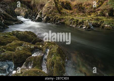 Ponte romano, Bro Machno, Conwy, Galles Foto Stock