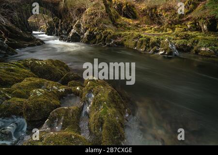 Ponte romano, Bro Machno, Conwy, Galles Foto Stock