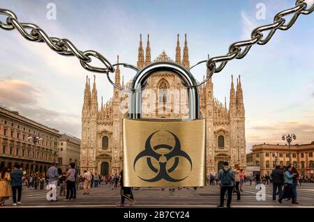 Montage: Italia bloccata a causa del virus corona Foto Stock