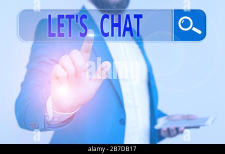 Scrivere a mano il testo è Chat. Foto concettuale che invita la dimostrazione a conversare in modo informale con te Foto Stock