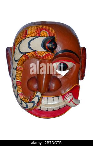 Antica maschera tradizionale di legno dello Sri Lanka Foto Stock