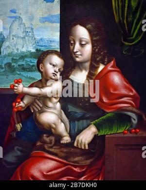 Vergine e Bambino di Joos van Cleve (anche Joos van der Beke) 1485 – 1540/1541 Belga, Belgio, Fiammingo, Foto Stock