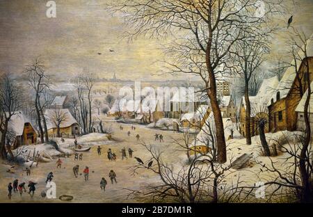 La trappola degli uccelli di Jan Brueghel il più giovane 1601-1678 la famiglia Brueghel ( Bruegel o Breughel ), pittori fiamminghi 16 - 17 ° secolo, belga, Belgio. Foto Stock