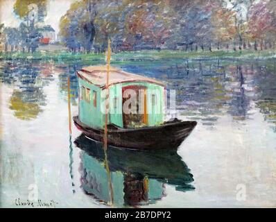 La barca Studio o la barca studio di Monet (1874) di Claude Monet.1840-1926.Oscar-Claude Monet Foto Stock