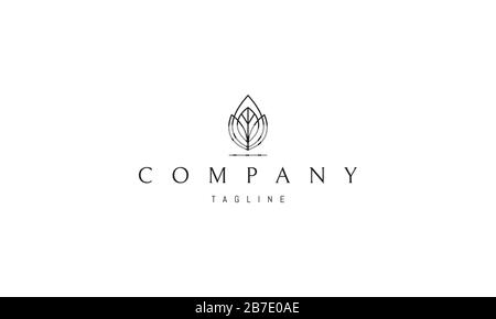 Logo vettoriale su cui un'immagine astratta di foglie e gocce. Illustrazione Vettoriale