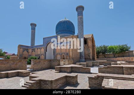 Vista sul Mausoleo di Tamarlane, Samarkand, Uzbekistan Foto Stock