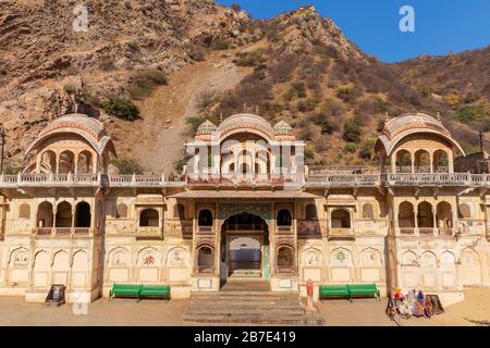 Tempio Shri Sitaramji in Monkey Temple Complex Galta Ji, Jaipur, India Foto Stock