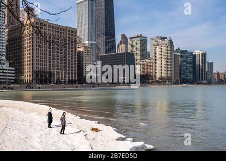 Olive Park nel quartiere di Streeterville durante l'inverno Foto Stock