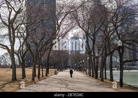 Olive Park nel quartiere di Streeterville durante l'inverno Foto Stock