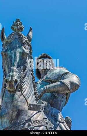 Venezia, Italia - 16 MAGGIO 2019: Monumento al comandante del condotiere Bartolomeo Colleoni a Venezia. L'autore è lo scultore fiorentino Andrea Verocchio. Foto Stock