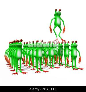 3D cartoon rane - fuori dal concetto di folla. Foto Stock