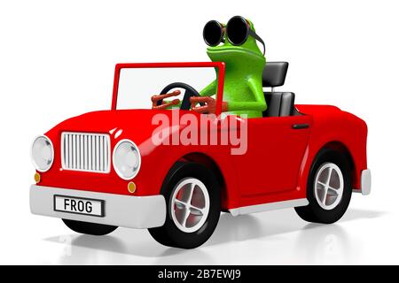 Concept cartoon 3D per auto e rana Foto Stock