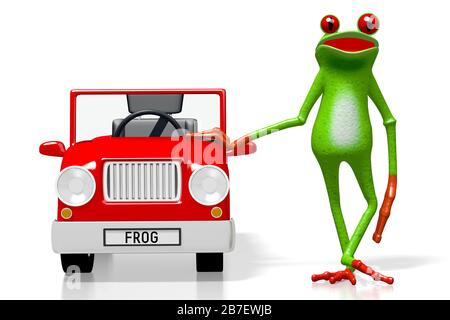 Concept cartoon 3D per auto e rana Foto Stock