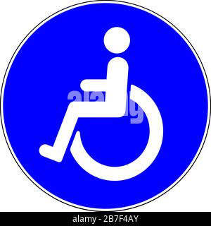 Disabilita persone consentito segno blu su sfondo bianco Foto Stock