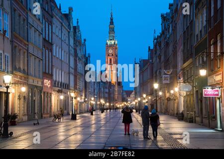 Ratusz Gothic Glownego Miasta (Municipio principale) nella Città principale nel centro storico di Gdansk, Polonia. 15 Marzo 2020 © Wojciech Strozyk / Alamy Stock Pho Foto Stock