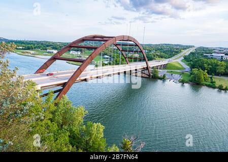 Vista incredibile del ponte a 360 gradi in Austin Texax, Texas, USA Foto Stock