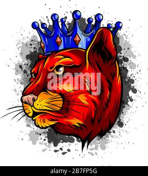Panther nella corona. Disegno di illustrazione vettoriale Illustrazione Vettoriale